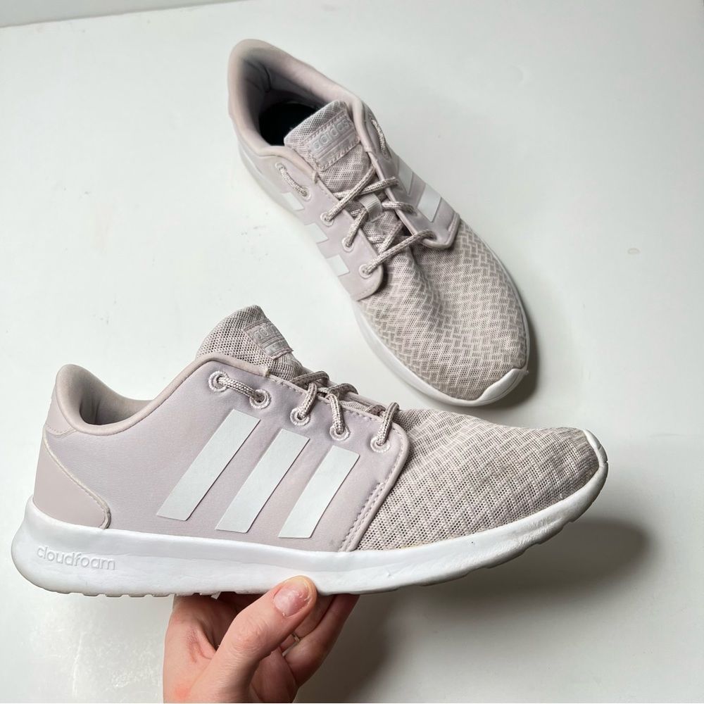 Adidas Women's QT Racer Pink Lavender Memory Foam Running Shoes Size 9.5